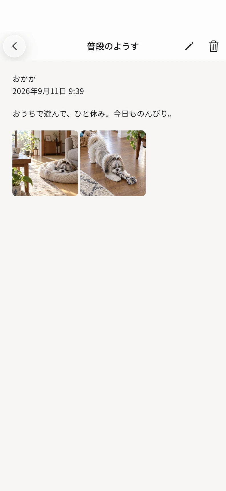 ひとことと写真で残す、普段のようす