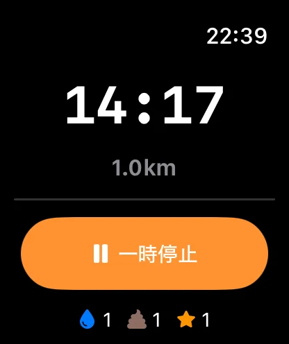 Apple Watchの散歩記録画面